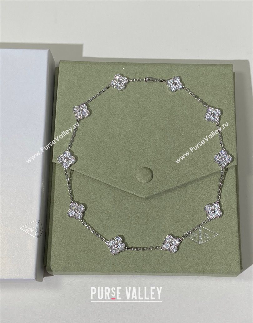 Van Cleef Arpels Alhambra Long Necklace, 10 Motifs Strass/Silver 2025 0619 (YF-250619069)
