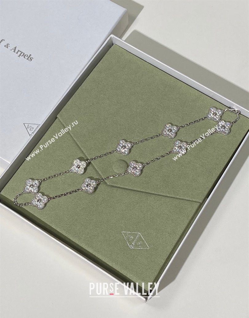Van Cleef Arpels Alhambra Long Necklace, 10 Motifs Strass/Silver 2025 0619 (YF-250619069)
