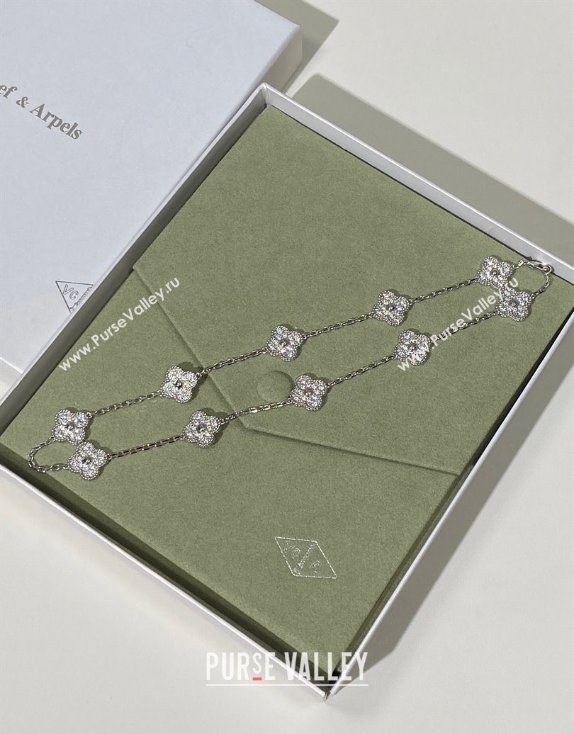 Van Cleef Arpels Alhambra Long Necklace, 10 Motifs Strass/Silver 2025 0619 (YF-250619069)