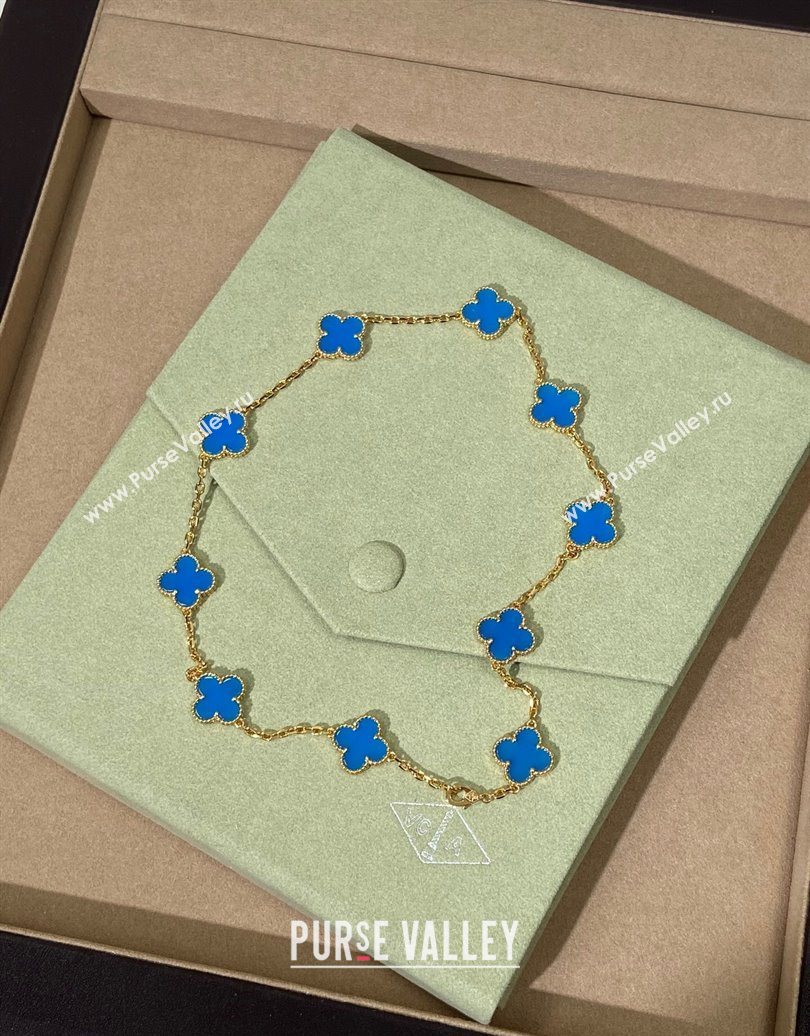 Van Cleef Arpels Alhambra Long Necklace, 10 Motifs Blue/Gold 2025 0619 (YF-250619070)