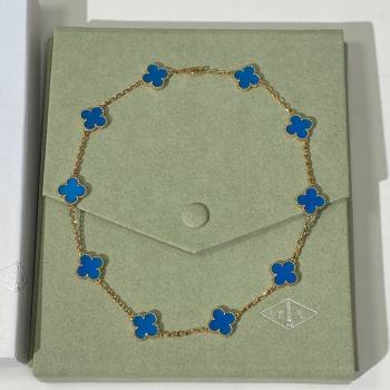 Van Cleef Arpels Alhambra Long Necklace, 10 Motifs Blue/Gold 2025 0619 (YF-250619070)