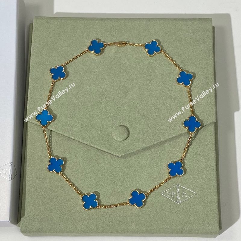 Van Cleef Arpels Alhambra Long Necklace, 10 Motifs Blue/Gold 2025 0619 (YF-250619070)