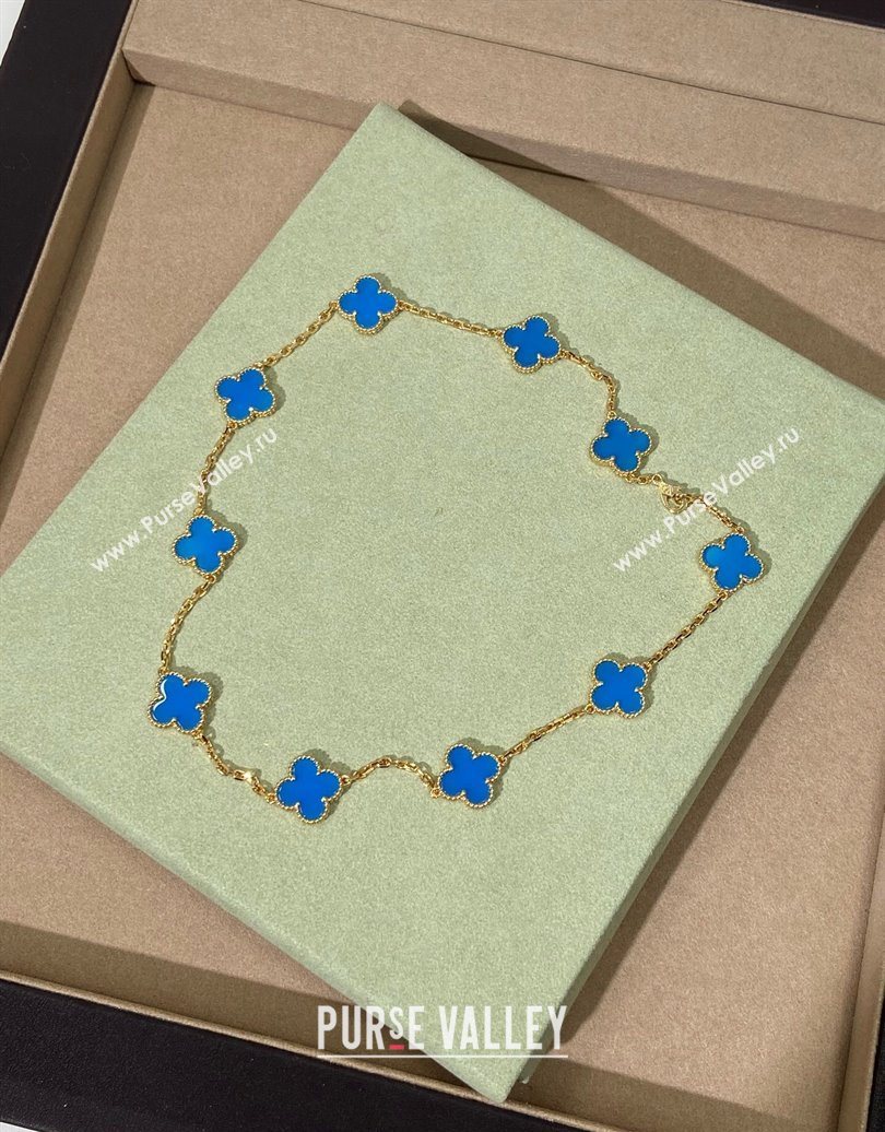 Van Cleef Arpels Alhambra Long Necklace, 10 Motifs Blue/Gold 2025 0619 (YF-250619070)