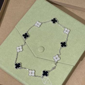 Van Cleef Arpels Alhambra Long Necklace, 10 Motifs Strass/Black 2025 0619 (YF-250619072)