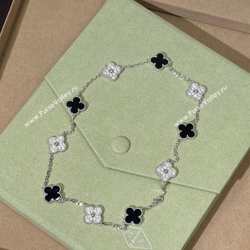 Van Cleef Arpels Alhambra Long Necklace, 10 Motifs Strass/Black 2025 0619 (YF-250619072)