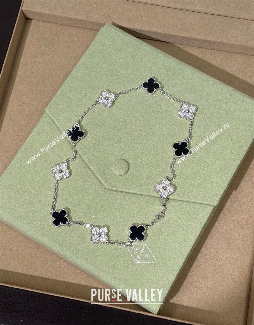 Van Cleef Arpels Alhambra Long Necklace, 10 Motifs Strass/Black 2025 0619 (YF-250619072)