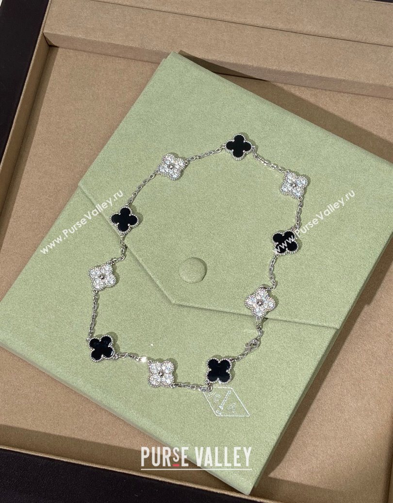 Van Cleef Arpels Alhambra Long Necklace, 10 Motifs Strass/Black 2025 0619 (YF-250619072)