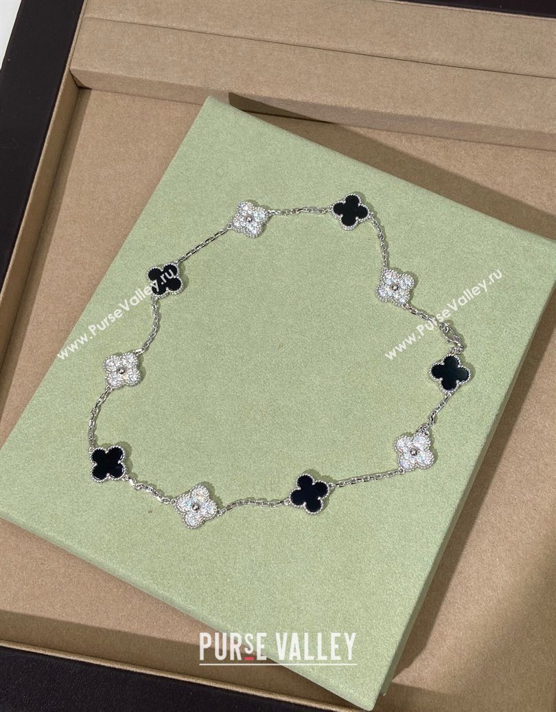 Van Cleef Arpels Alhambra Long Necklace, 10 Motifs Strass/Black 2025 0619 (YF-250619072)