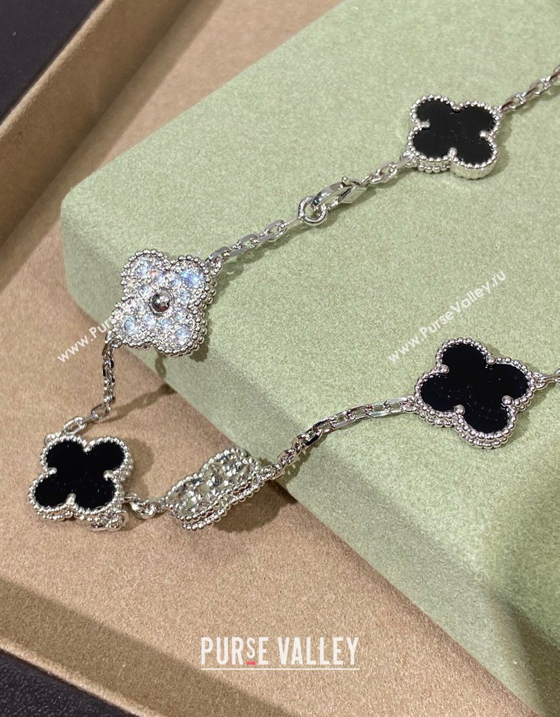 Van Cleef Arpels Alhambra Long Necklace, 10 Motifs Strass/Black 2025 0619 (YF-250619072)