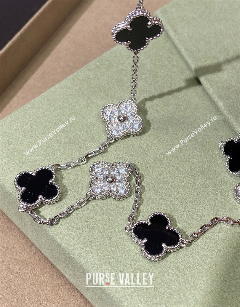 Van Cleef Arpels Alhambra Long Necklace, 10 Motifs Strass/Black 2025 0619 (YF-250619072)