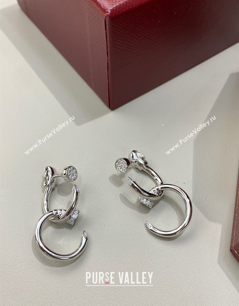 Cartier Juste un Clou Earrings, Double, with Strass Charm Silver 2025 (YF-250619057)