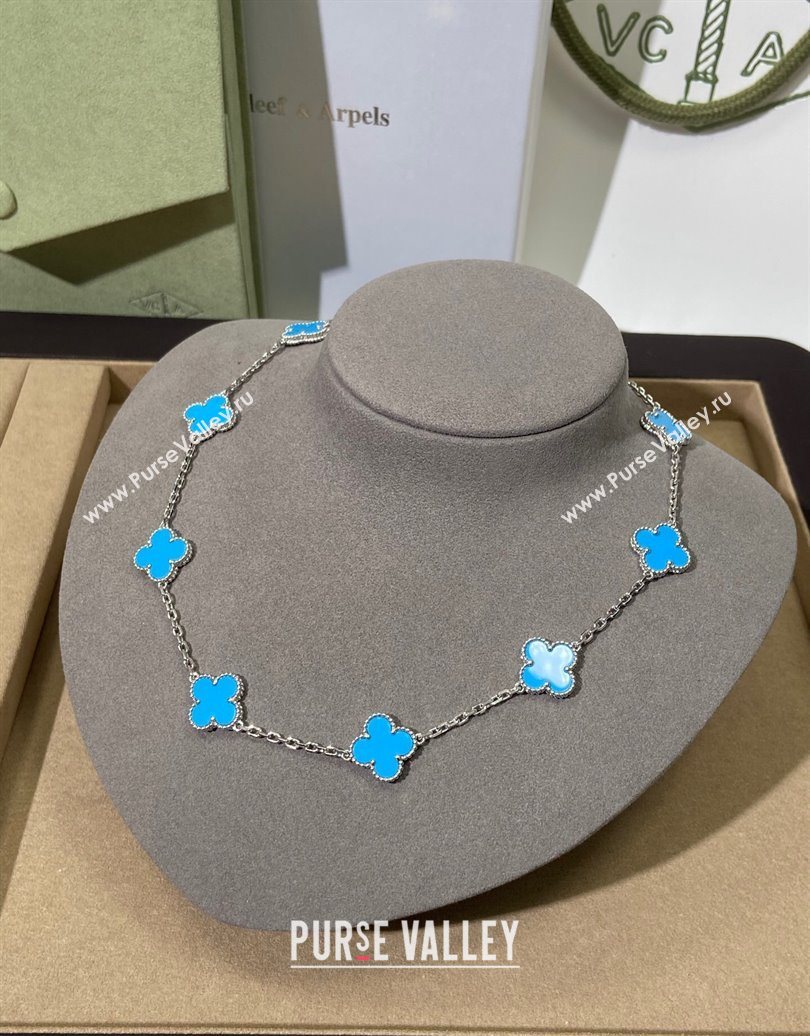 Van Cleef Arpels Alhambra Long Necklace, 10 Motifs Turquoise 2025 0619 (YF-250619074)