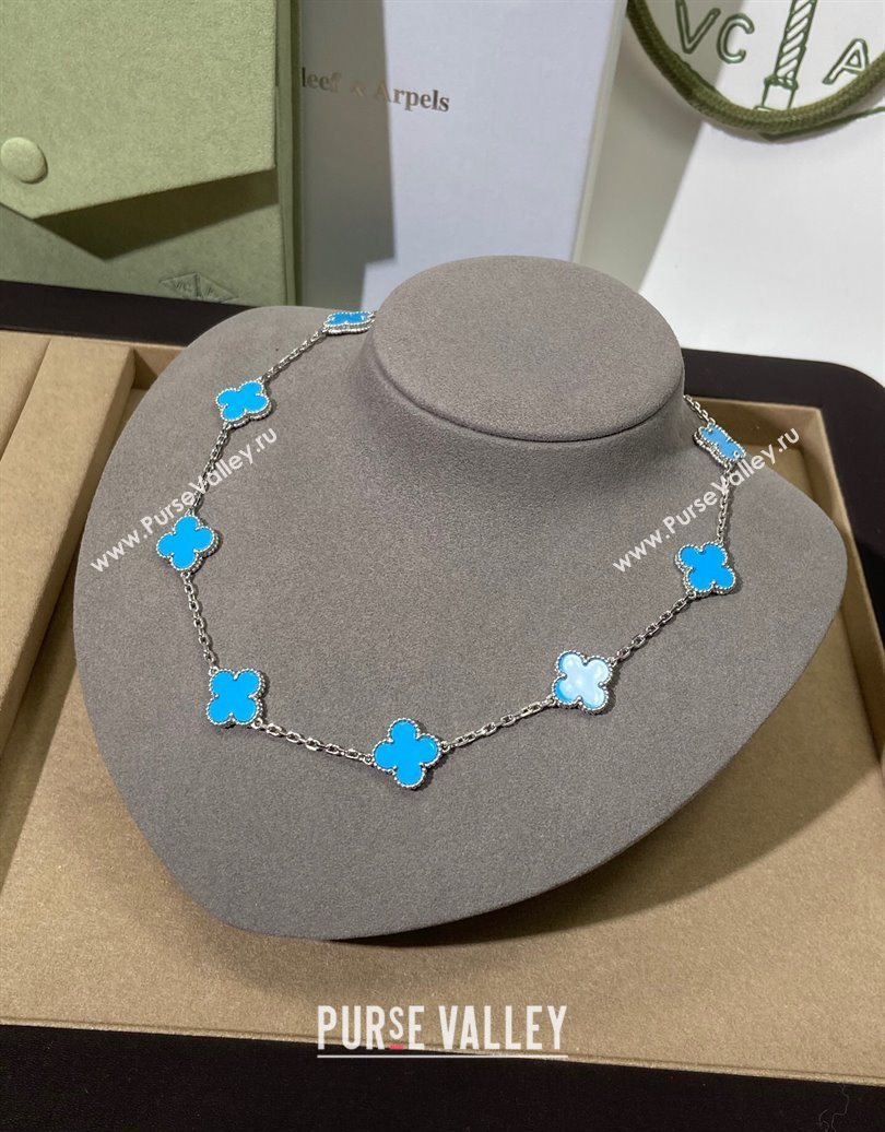 Van Cleef Arpels Alhambra Long Necklace, 10 Motifs Turquoise 2025 0619 (YF-250619074)