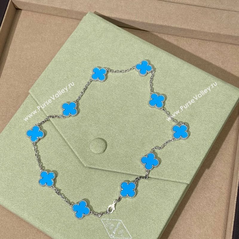 Van Cleef Arpels Alhambra Long Necklace, 10 Motifs Turquoise 2025 0619 (YF-250619074)