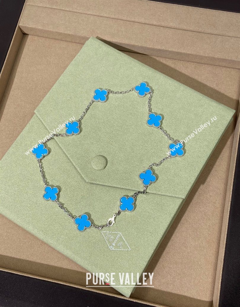 Van Cleef Arpels Alhambra Long Necklace, 10 Motifs Turquoise 2025 0619 (YF-250619074)