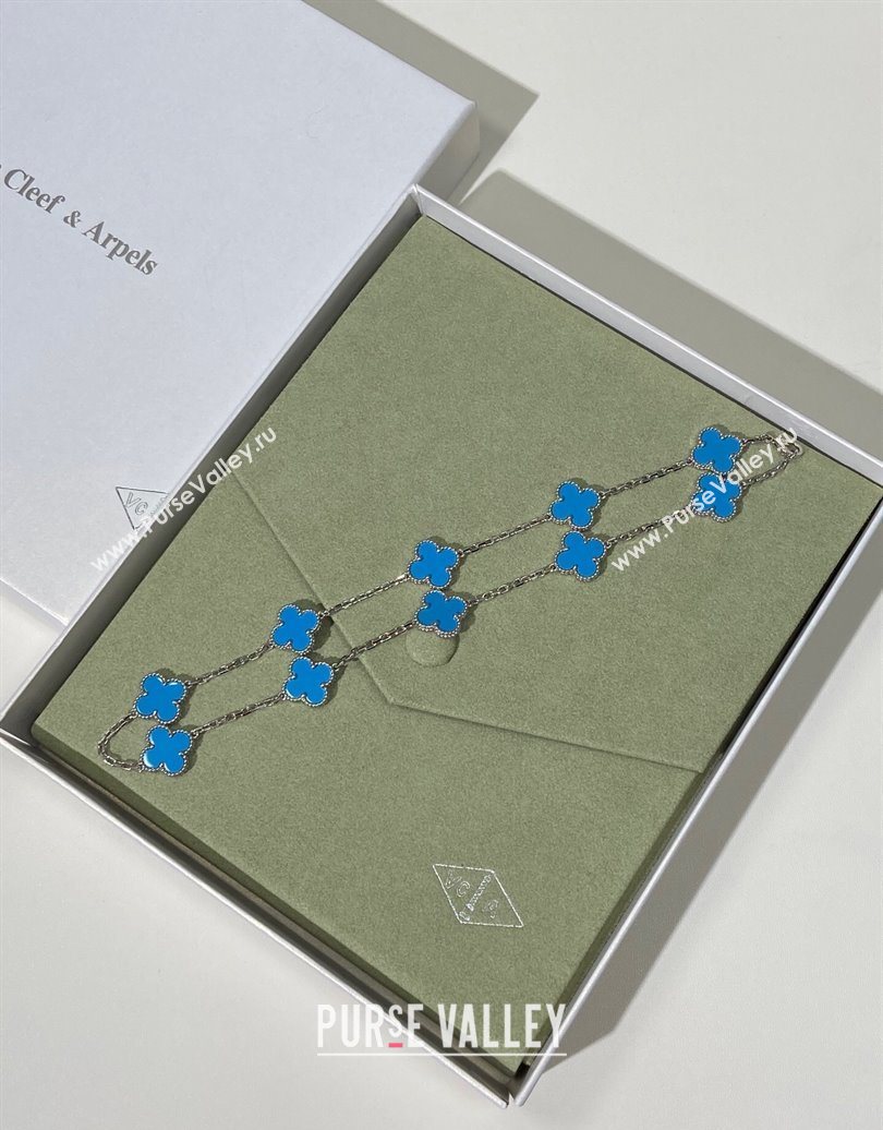 Van Cleef Arpels Alhambra Long Necklace, 10 Motifs Turquoise 2025 0619 (YF-250619074)