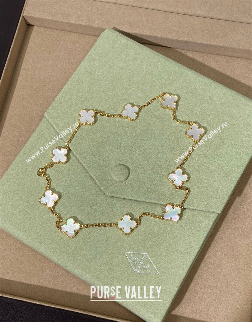 Van Cleef Arpels Alhambra Long Necklace, 10 Motifs White/Gold 2025 0619 (YF-250619076)