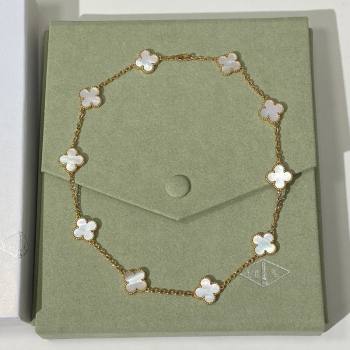 Van Cleef Arpels Alhambra Long Necklace, 10 Motifs White/Gold 2025 0619 (YF-250619076)