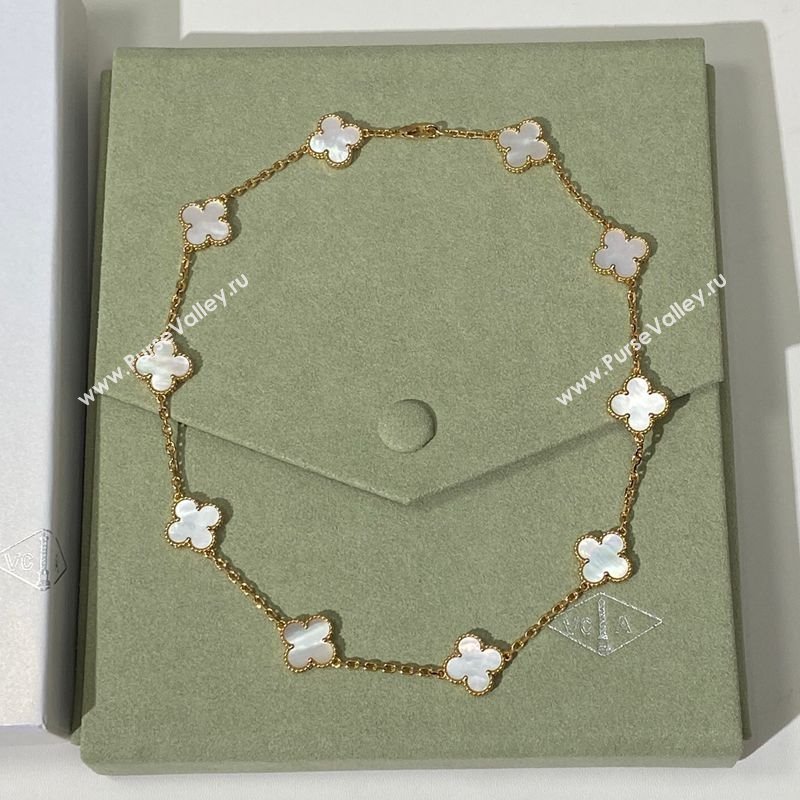 Van Cleef Arpels Alhambra Long Necklace, 10 Motifs White/Gold 2025 0619 (YF-250619076)