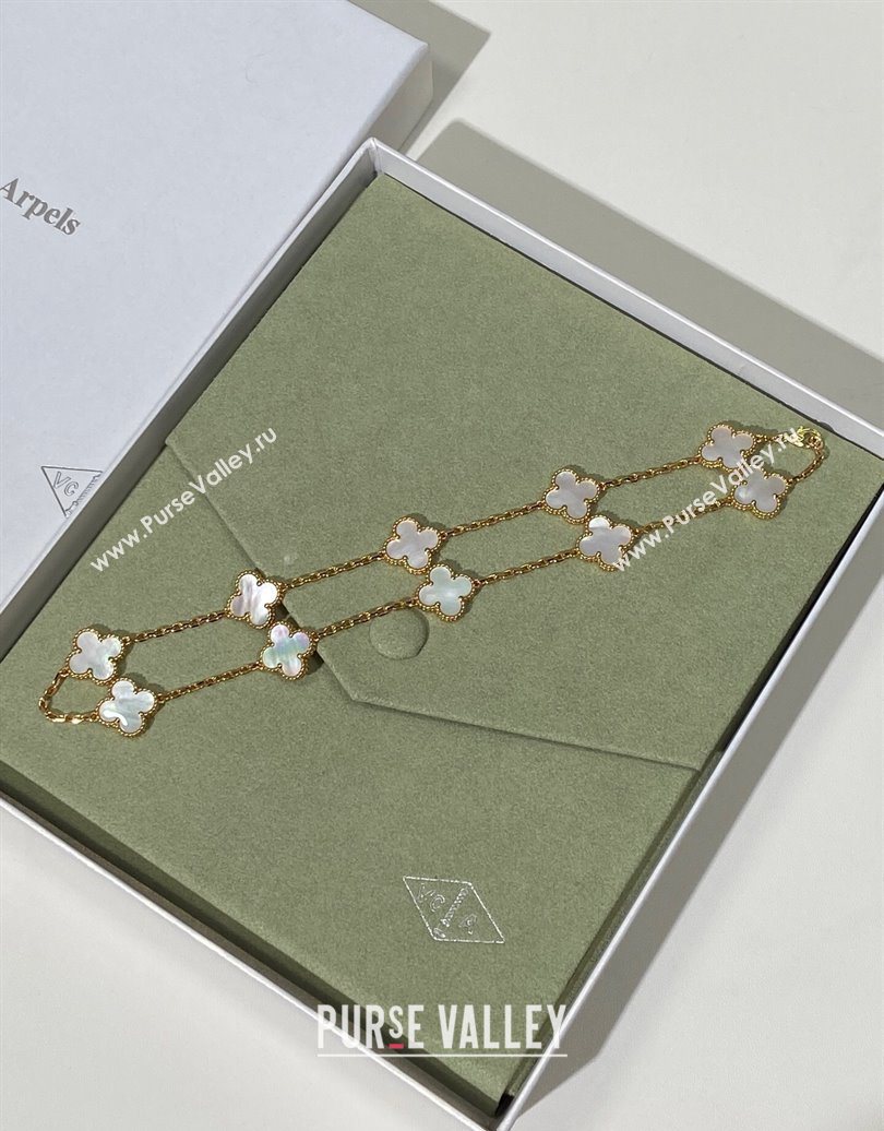 Van Cleef Arpels Alhambra Long Necklace, 10 Motifs White/Gold 2025 0619 (YF-250619076)