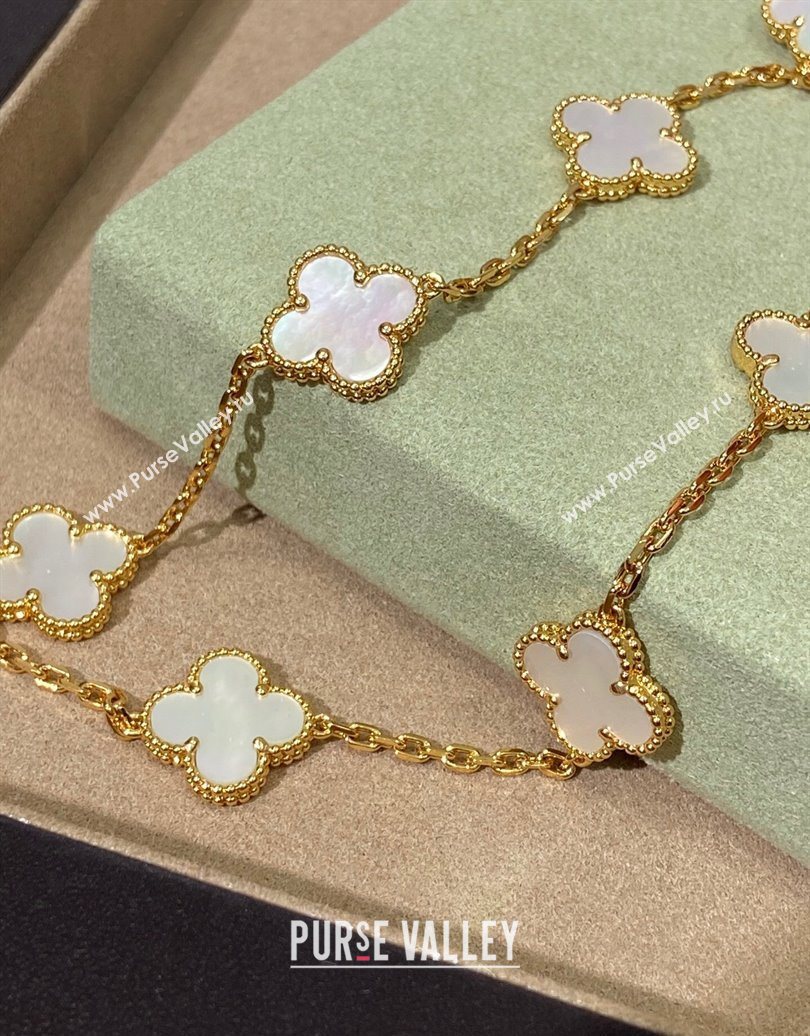 Van Cleef Arpels Alhambra Long Necklace, 10 Motifs White/Gold 2025 0619 (YF-250619076)