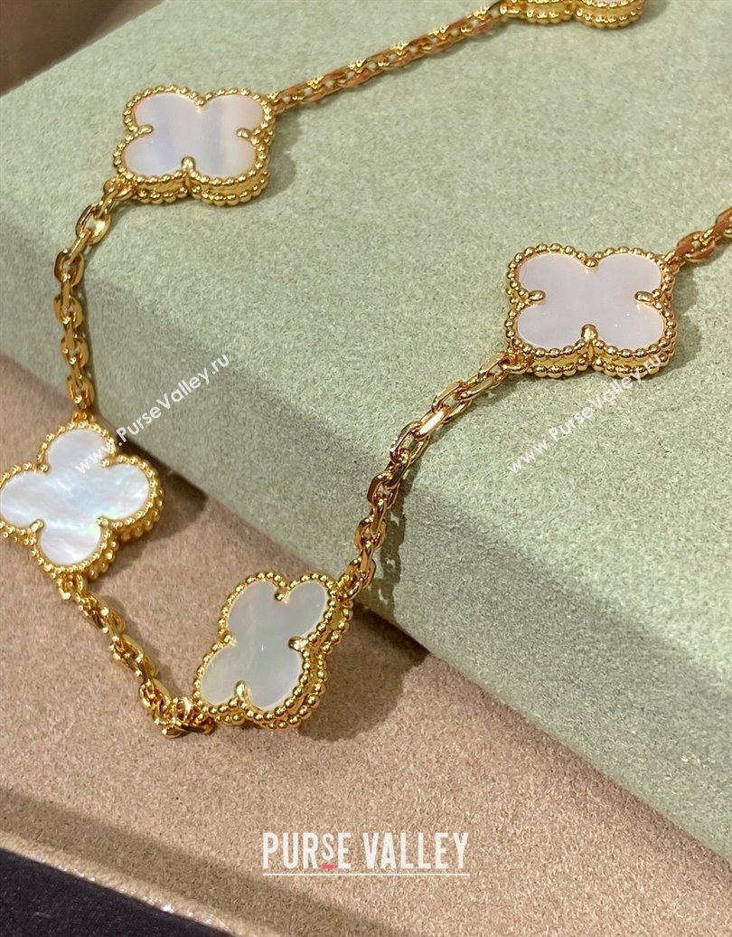 Van Cleef Arpels Alhambra Long Necklace, 10 Motifs White/Gold 2025 0619 (YF-250619076)