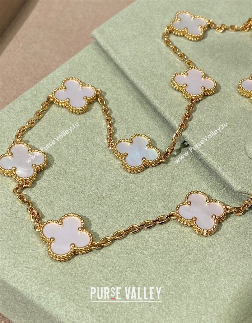 Van Cleef Arpels Alhambra Long Necklace, 10 Motifs White/Gold 2025 0619 (YF-250619076)