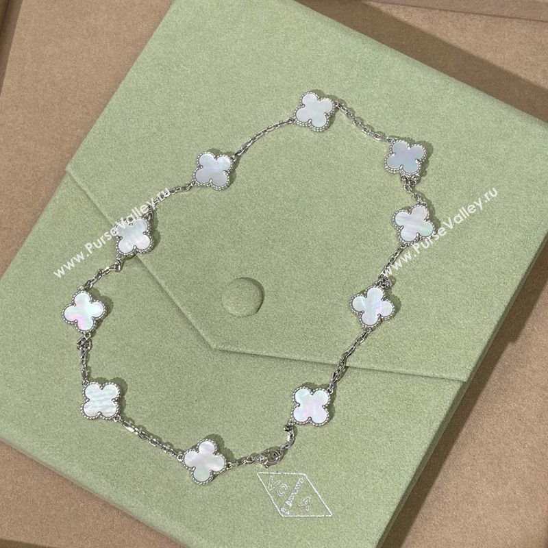 Van Cleef Arpels Alhambra Long Necklace, 10 Motifs White/Silver 2025 0619 (YF-250619077)