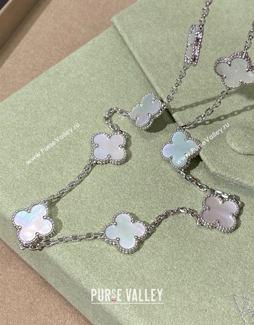 Van Cleef Arpels Alhambra Long Necklace, 10 Motifs White/Silver 2025 0619 (YF-250619077)