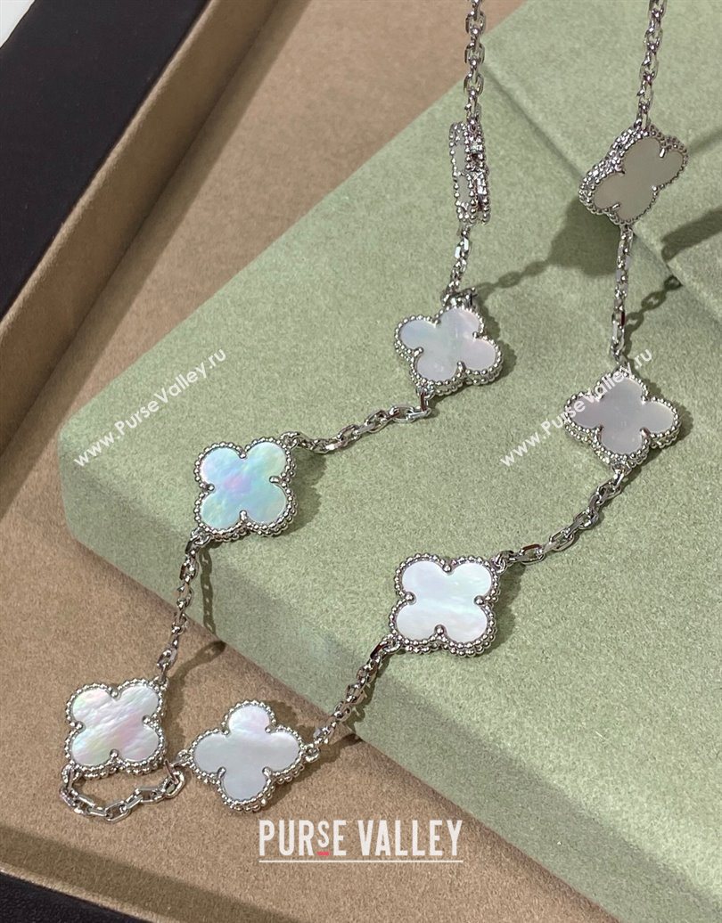 Van Cleef Arpels Alhambra Long Necklace, 10 Motifs White/Silver 2025 0619 (YF-250619077)