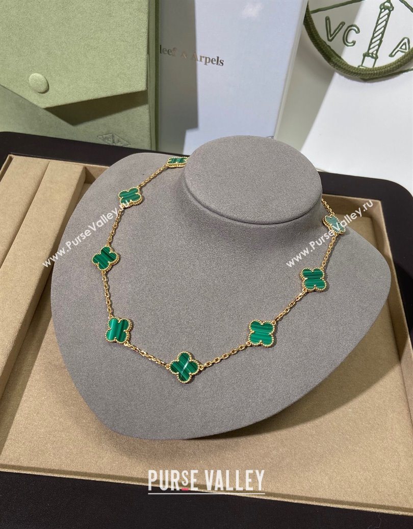 Van Cleef Arpels Alhambra Long Necklace, 10 Motifs Green/Gold 2025 0619 (YF-250619078)