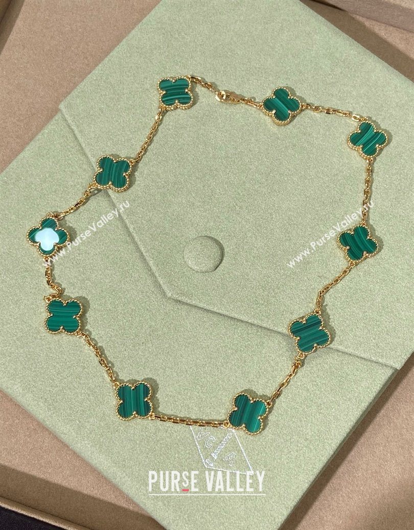 Van Cleef Arpels Alhambra Long Necklace, 10 Motifs Green/Gold 2025 0619 (YF-250619078)