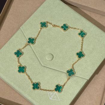 Van Cleef Arpels Alhambra Long Necklace, 10 Motifs Green/Gold 2025 0619 (YF-250619078)