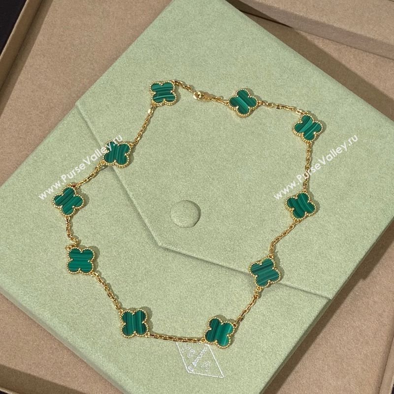 Van Cleef Arpels Alhambra Long Necklace, 10 Motifs Green/Gold 2025 0619 (YF-250619078)