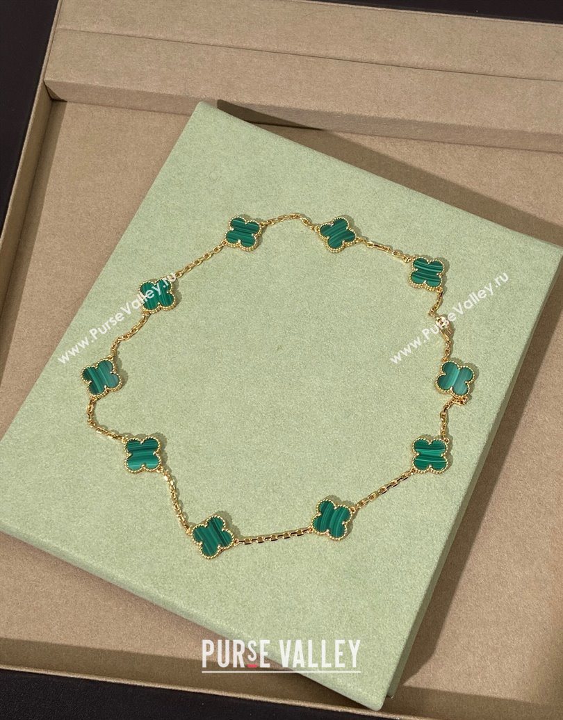 Van Cleef Arpels Alhambra Long Necklace, 10 Motifs Green/Gold 2025 0619 (YF-250619078)