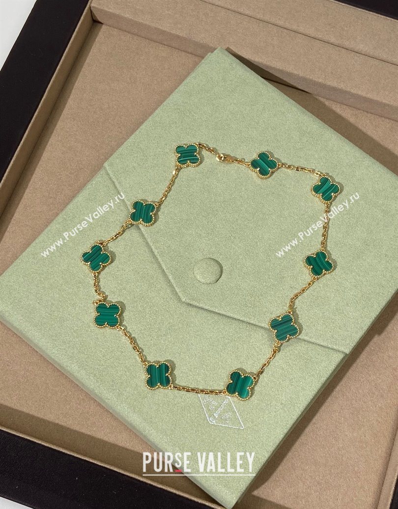 Van Cleef Arpels Alhambra Long Necklace, 10 Motifs Green/Gold 2025 0619 (YF-250619078)
