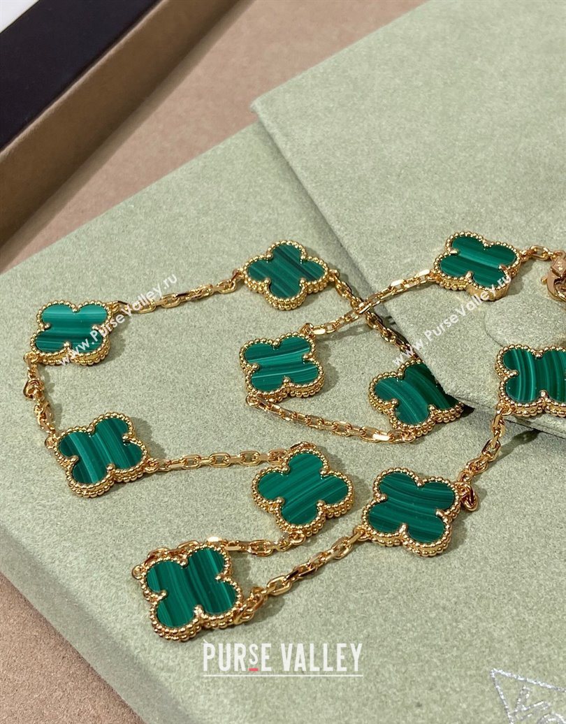 Van Cleef Arpels Alhambra Long Necklace, 10 Motifs Green/Gold 2025 0619 (YF-250619078)
