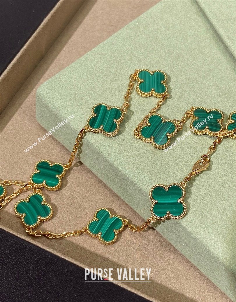 Van Cleef Arpels Alhambra Long Necklace, 10 Motifs Green/Gold 2025 0619 (YF-250619078)