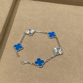 Van Cleef Arpels Alhambra Bracelet, 5 Motifs Blue/Silver 2025 0619 (YF-250619080)