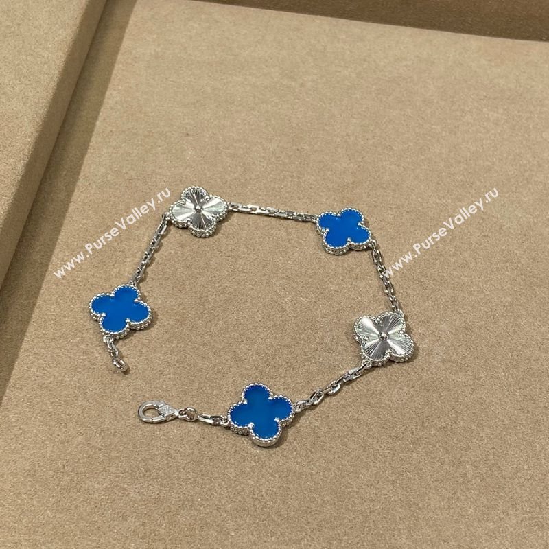 Van Cleef Arpels Alhambra Bracelet, 5 Motifs Blue/Silver 2025 0619 (YF-250619080)