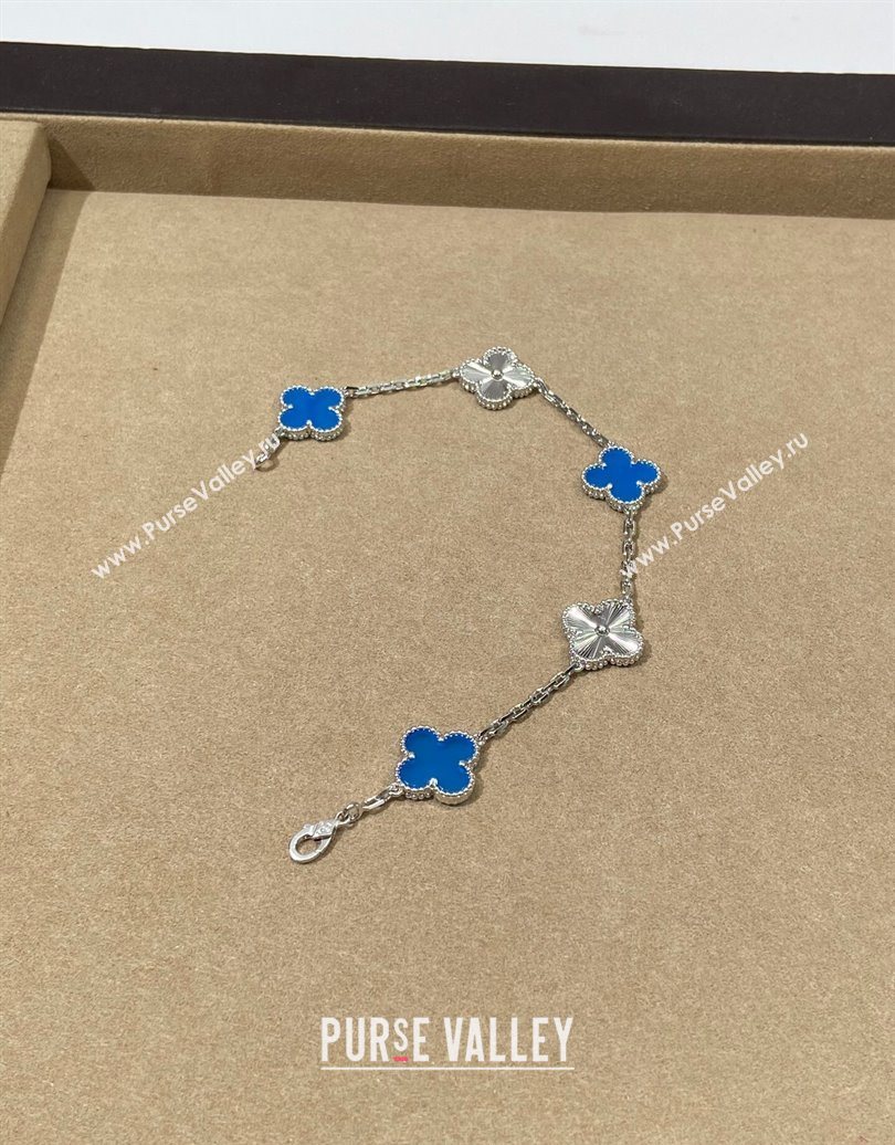 Van Cleef Arpels Alhambra Bracelet, 5 Motifs Blue/Silver 2025 0619 (YF-250619080)