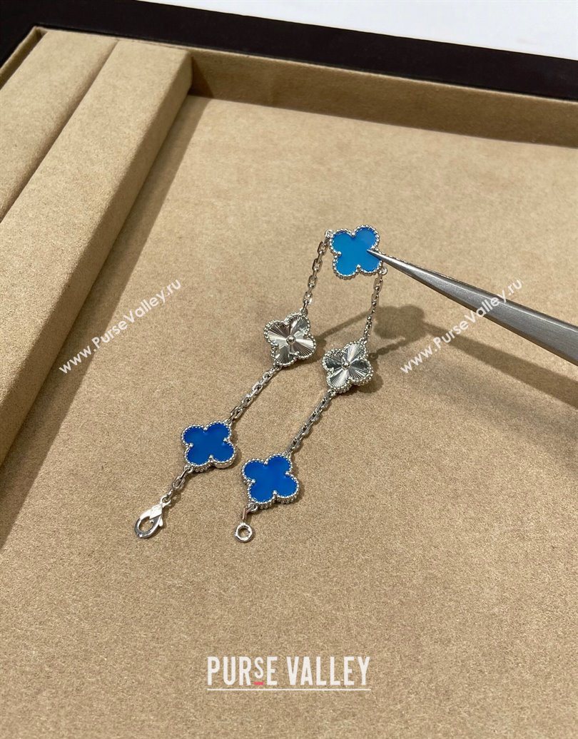 Van Cleef Arpels Alhambra Bracelet, 5 Motifs Blue/Silver 2025 0619 (YF-250619080)