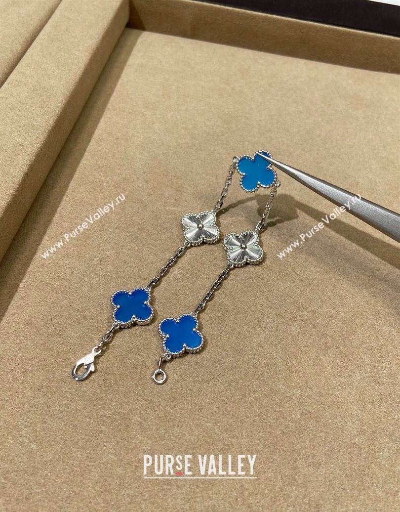 Van Cleef Arpels Alhambra Bracelet, 5 Motifs Blue/Silver 2025 0619 (YF-250619080)