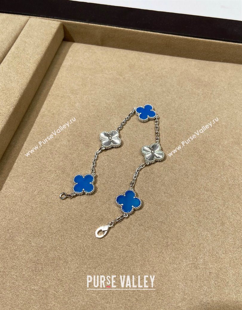 Van Cleef Arpels Alhambra Bracelet, 5 Motifs Blue/Silver 2025 0619 (YF-250619080)