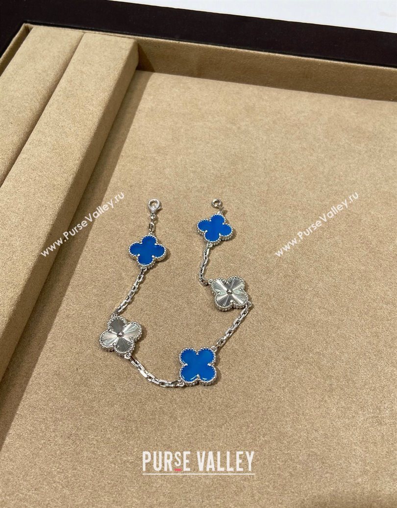 Van Cleef Arpels Alhambra Bracelet, 5 Motifs Blue/Silver 2025 0619 (YF-250619080)