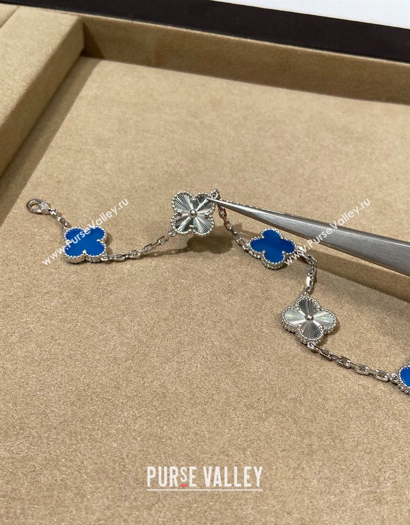 Van Cleef Arpels Alhambra Bracelet, 5 Motifs Blue/Silver 2025 0619 (YF-250619080)