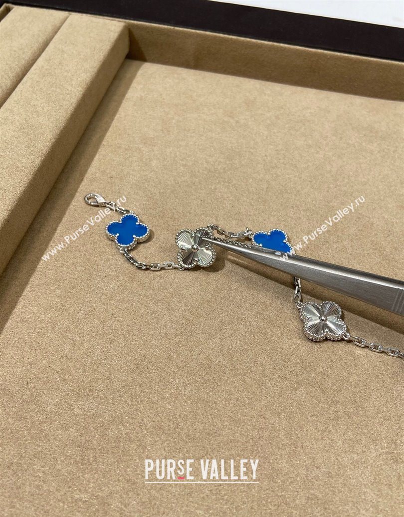 Van Cleef Arpels Alhambra Bracelet, 5 Motifs Blue/Silver 2025 0619 (YF-250619080)