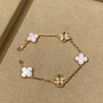 Van Cleef Arpels Alhambra Bracelet, 5 Motifs Light Pink/Gold 2025 0619 (YF-250619081)