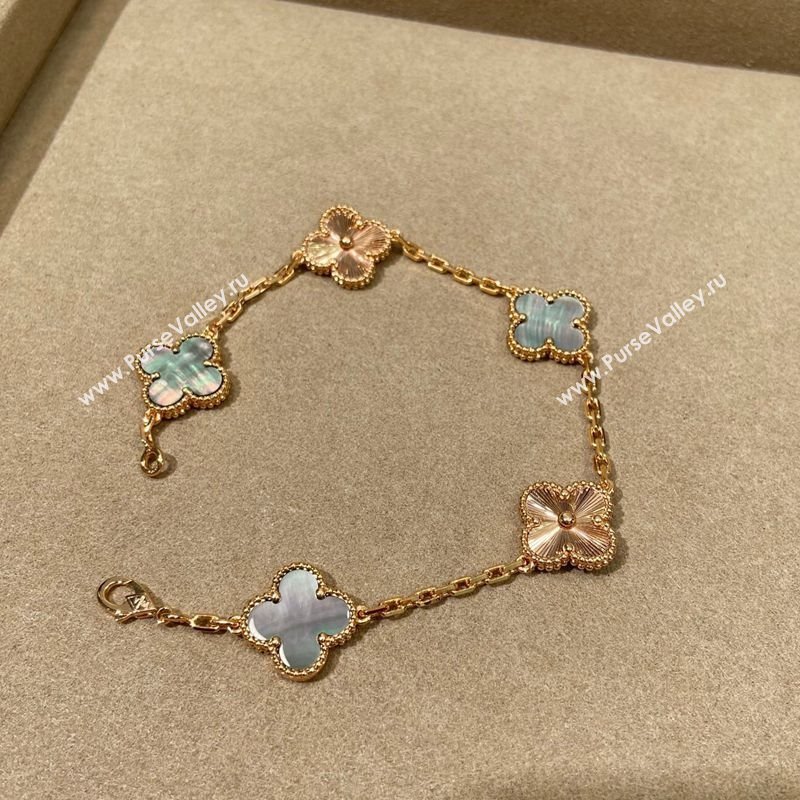 Van Cleef Arpels Alhambra Bracelet, 5 Motifs Grey/Gold 2025 0619 (YF-250619082)