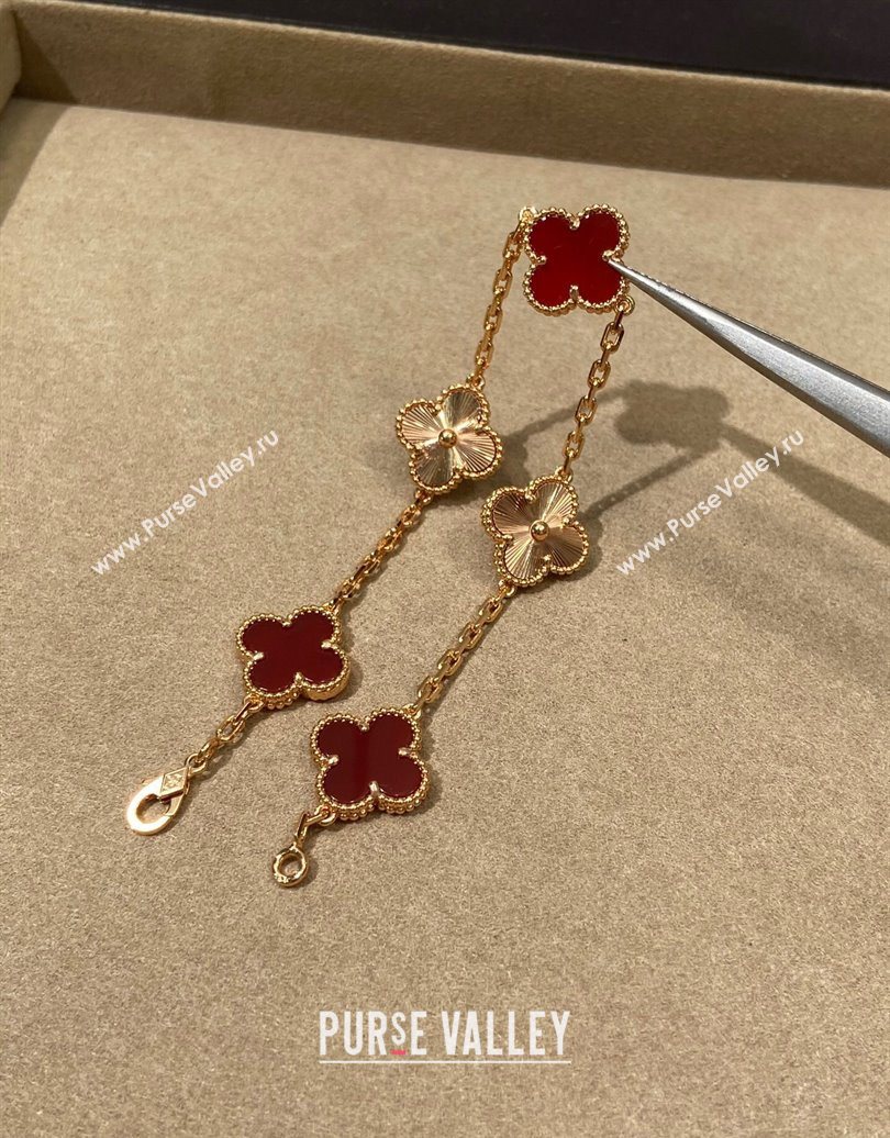 Van Cleef Arpels Alhambra Bracelet, 5 Motifs Red/Gold 2025 0619 (YF-250619084)